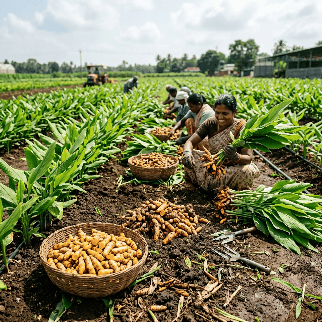 Turmeric grown in Walk-In Tunnels